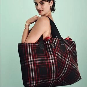 Victoria's Secret Black and Red Plaid Tote bag